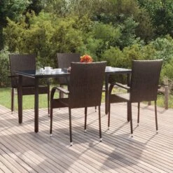 VidaXL 5-delige Tuinset Poly Rattan Bruin