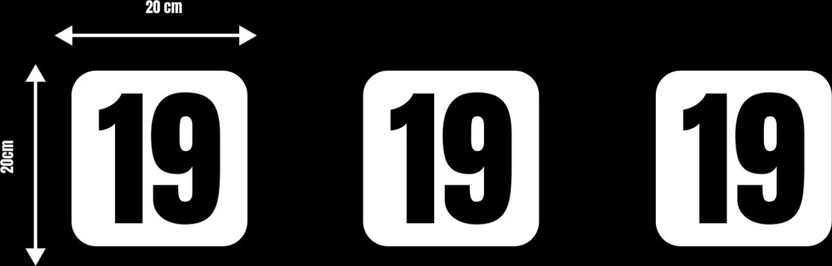 Merkloos Container Sticker – Vierkant - Set Van 3 Container Stickers - Wit - Kliko Stickers - Weerbestendige Stickers - Container Sticker Huisnummer - 20 X 20 Cm - Afvalcontainer - Kliko Sticker Set - Afbeelding 3