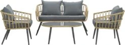 Garden Impressions Franklin Loungeset 4-delig - Wicker - Carbon Black/mystic Grey