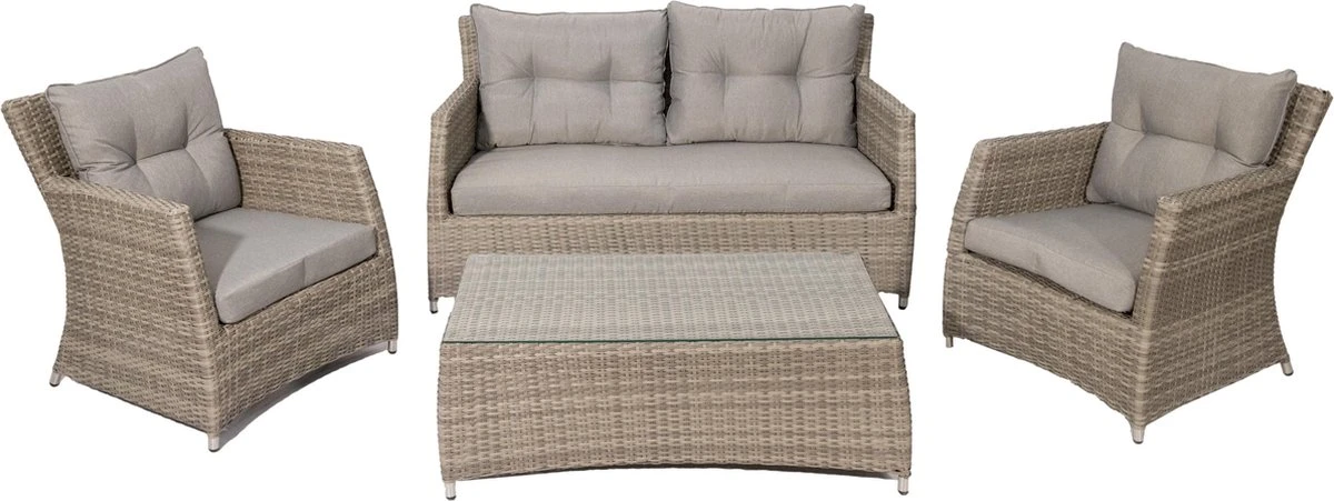 MaxxGarden Rattan Loungeset - 5 Persoons Zithoek - Wicker Tuinset - Incl. Kussens En Tafel