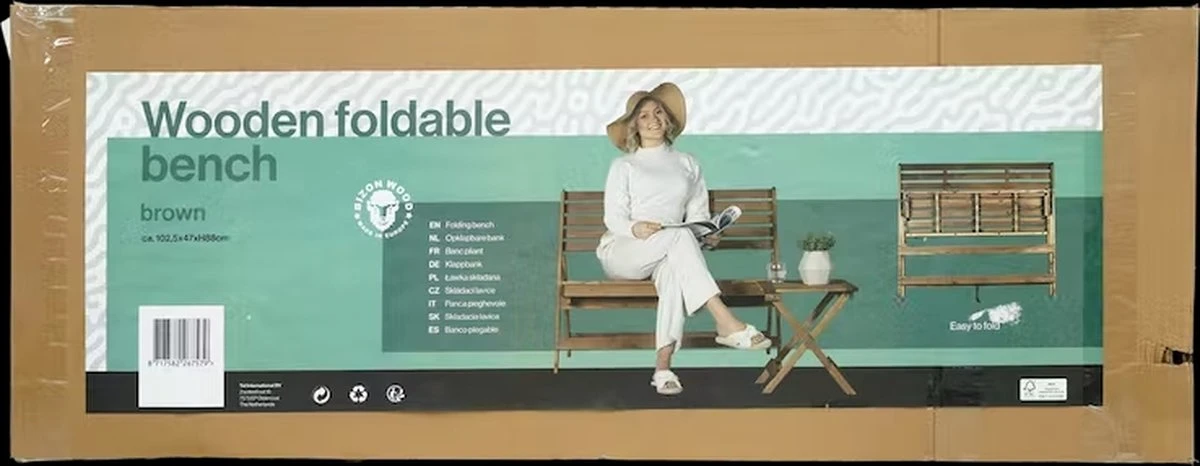 Merkloos Inklapbare Houten Tuinbank - Afbeelding 3