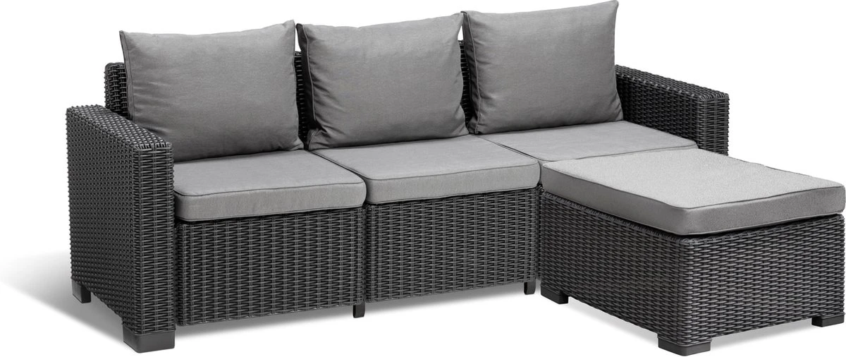 Allibert California Chaise Longue Loungeset - 3 A 4 Personen - Grafiet - Afbeelding 2