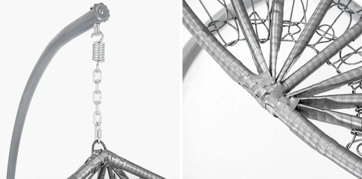 Hangstoel - Ei Stoel - Met Grijze Standaard & Kussens - Tot 125kg - Afbeelding 6