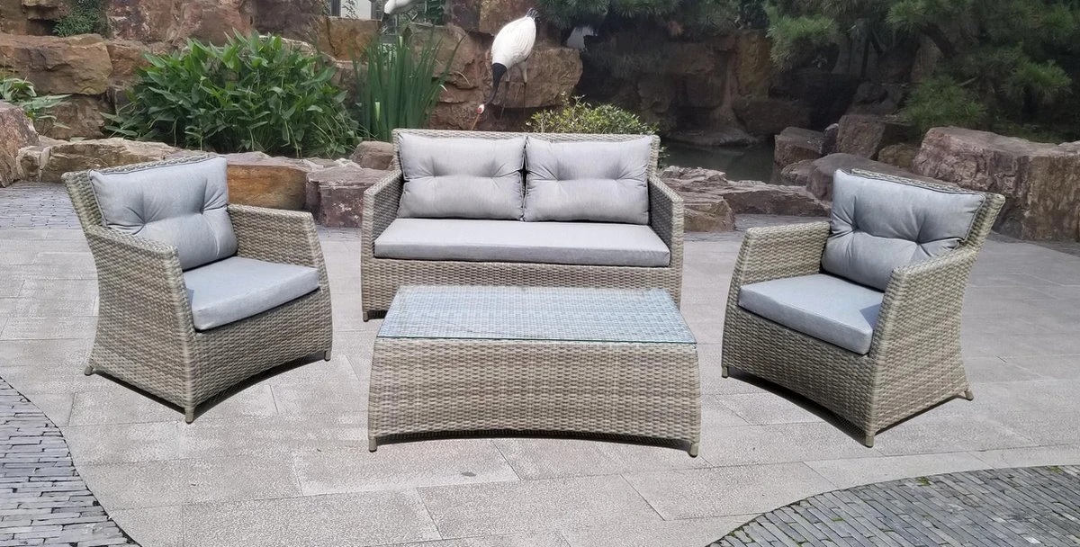 MaxxGarden Rattan Loungeset - 5 Persoons Zithoek - Wicker Tuinset - Incl. Kussens En Tafel - Afbeelding 5