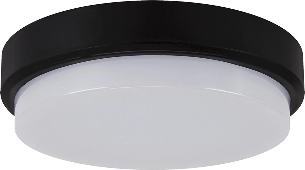 Led Buiten Plafondlamp - Geschit Voor Binnen En Buiten Opbouwlamp - 18w - 4000K Daglicht - 2235 Lumen - Rond - Zwart/Wit - 210 Mm - IP65