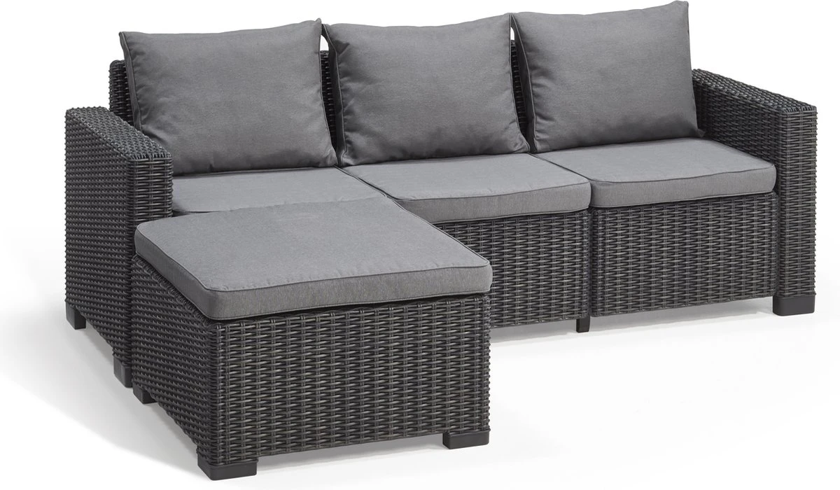 Allibert California Chaise Longue Loungeset - 3 A 4 Personen - Grafiet