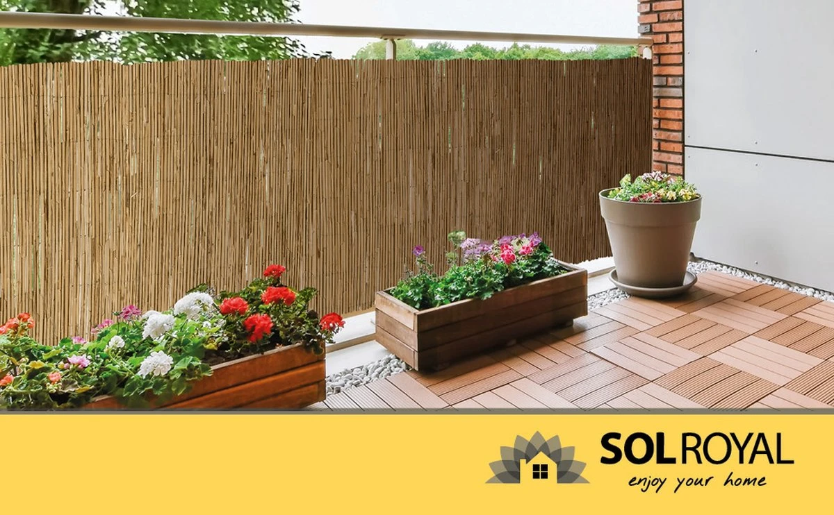 Sol Royal Premium Balkonscherm Riet - Privacyscherm Voor Balkon Solvision S36 - Balkondoek Riet 300x100cm - Afbeelding 13