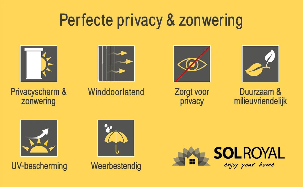 Sol Royal Premium Balkonscherm Riet - Privacyscherm Voor Balkon Solvision S36 - Balkondoek Riet 300x100cm - Afbeelding 12
