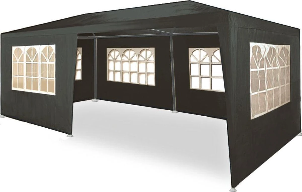 Partytent, Feesttent, Paviljoen Rimini 3x6 Meter Antraciet Met Boogramen En Zijwanden...