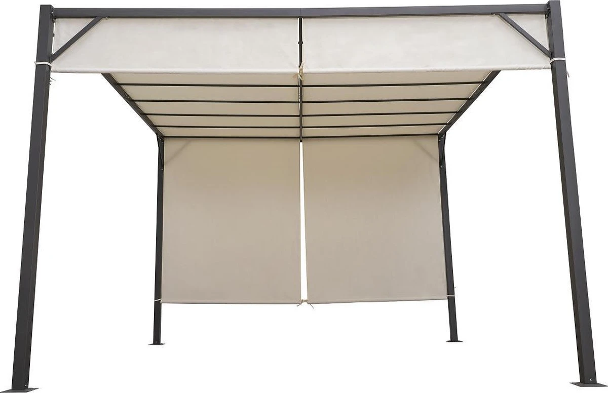 MaxxGarden Pergola - Partytent - Tuinpaviljoen Met één Gesloten Zijkant - 3x3x2,3 M - Cream - Afbeelding 2