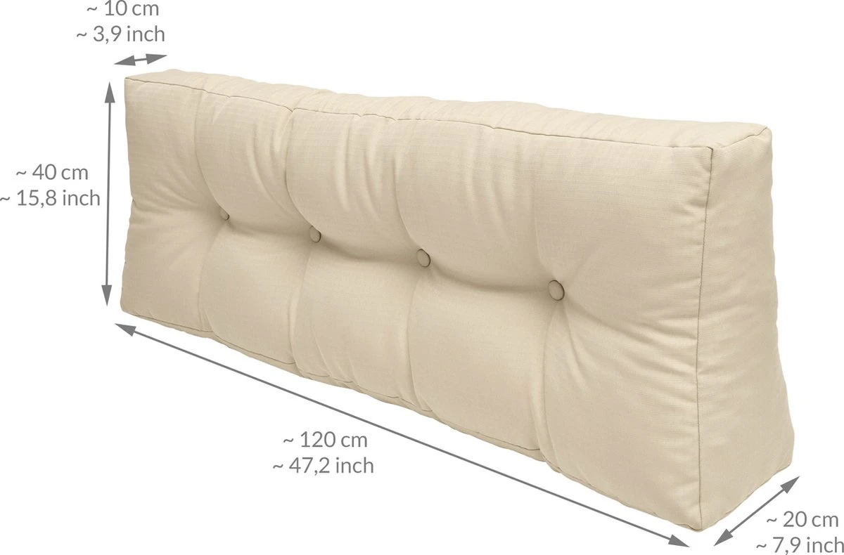 Beautissu Elements – Palletkussen 120x40cm - Rugkussen Natuur In Matraskussen Kwaliteit - Afbeelding 5