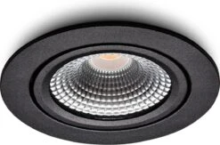 Ledisons LED Inbouwspots Zwart Met Driver - Dimbaar Kantelbaar IP54 3W 2700K Warm Wit Licht 240V 60 Stralingshoek >90 CRI Traploos Dimmen - Vivaro Zwart - Slechts 23MM Inbouwdiepte! 5 Jaar Garantie Energieverbruik: A++