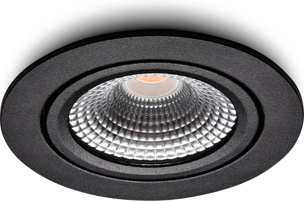 Ledisons LED Inbouwspots Zwart Met Driver - Dimbaar Kantelbaar IP54 3W 2700K Warm Wit Licht 240V 60 Stralingshoek >90 CRI Traploos Dimmen - Vivaro Zwart - Slechts 23MM Inbouwdiepte! 5 Jaar Garantie Energieverbruik: A++