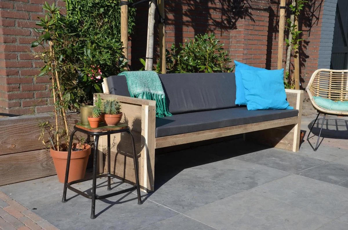 Sanderswoodworks Houten Tuinbank Vlieland - Incl. Kussens - Steigerhout - Afbeelding 6