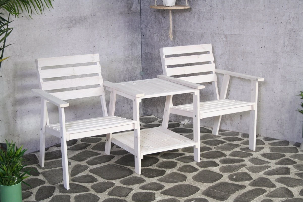 Tuinbank - Romeo Tete A Tete - Wit - 170cm - Afbeelding 4