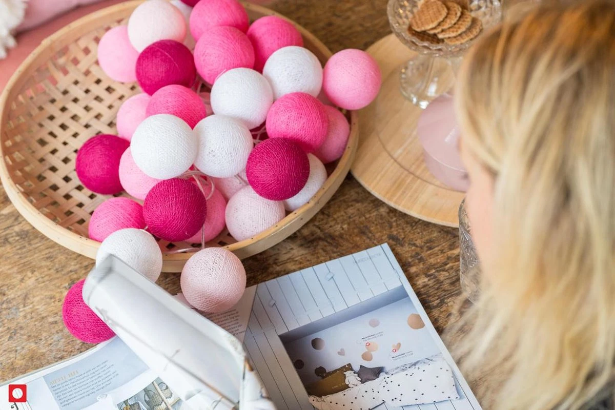 Cotton Ball Lights Lichtslinger Pink 20 Lampjes Lus - Afbeelding 9