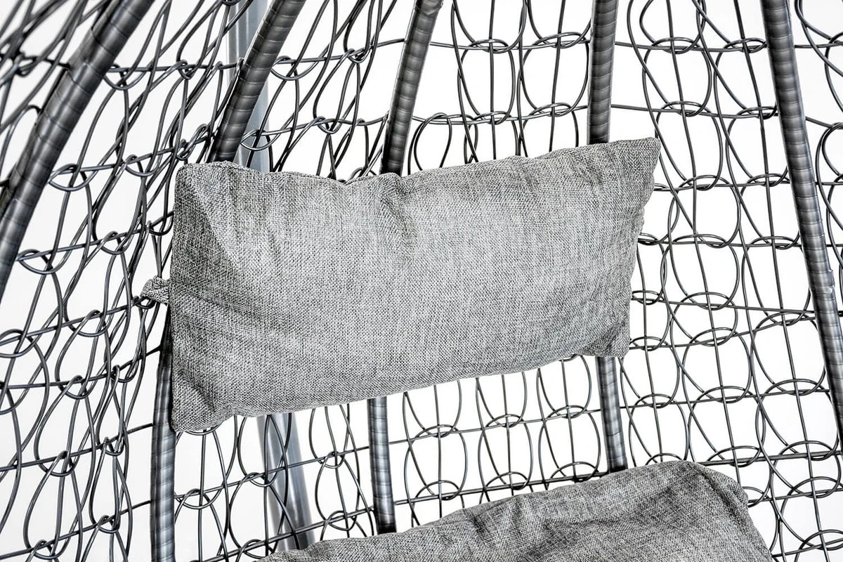 Hangstoel - Ei Stoel - Met Grijze Standaard & Kussens - Tot 125kg - Afbeelding 3