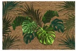 Merkloos Deurmat Kokos - Voetveger - Mat - Binnenmat - Bladeren - 40x60 Cm