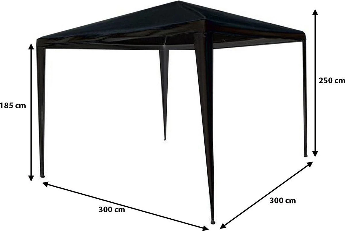Partytent 3x3m Zwart Budget Zonder Zijwanden - Afbeelding 2