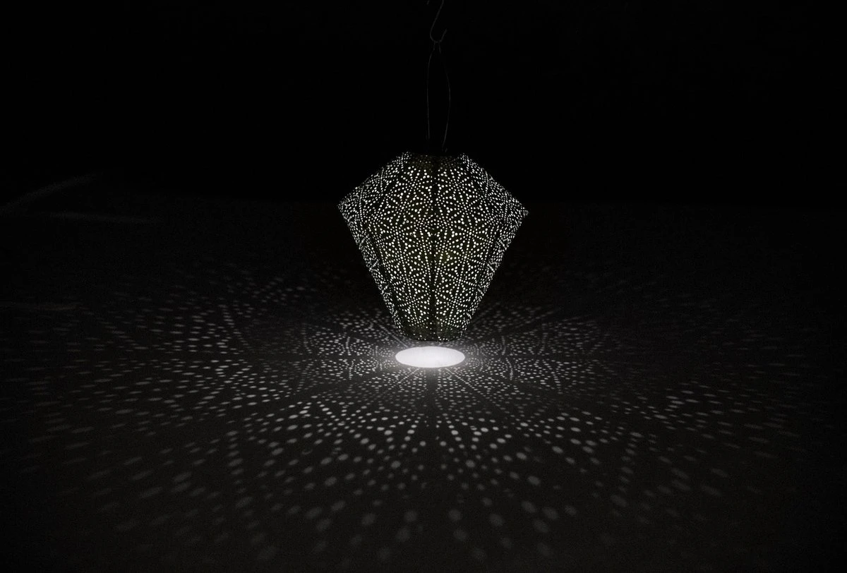 Lumiz Solar Buitenlampion Sashiko Diamond - Solar Tuinverlichting - 28 Cm - Licht Groen - Afbeelding 3