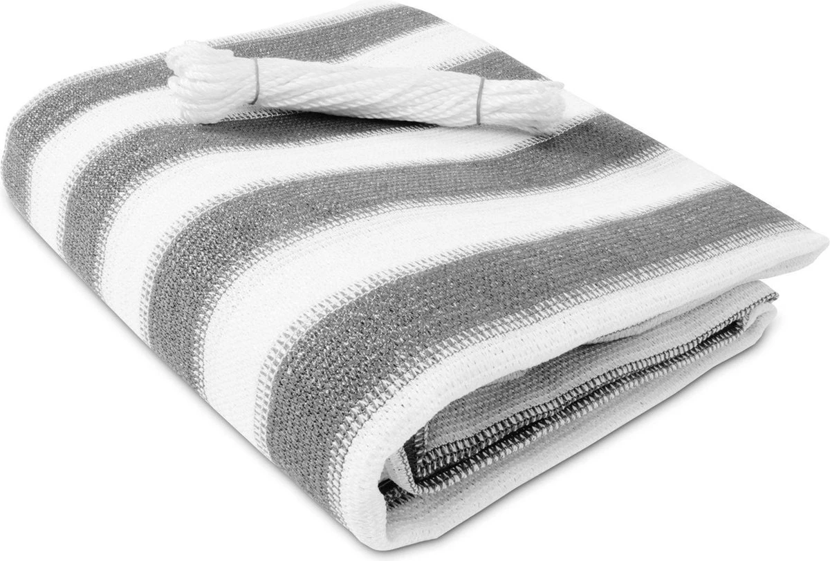 Casa Pura HDPE Balkonscherm - Privacyscherm - Balkondoek - Zichtdoek - Grijs-wit - 90 X 500 Cm