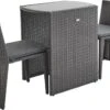 Alice's Garden Balkonset Doppio - 2 Stoelen - Inschuifbaar - Wicker - Grijs