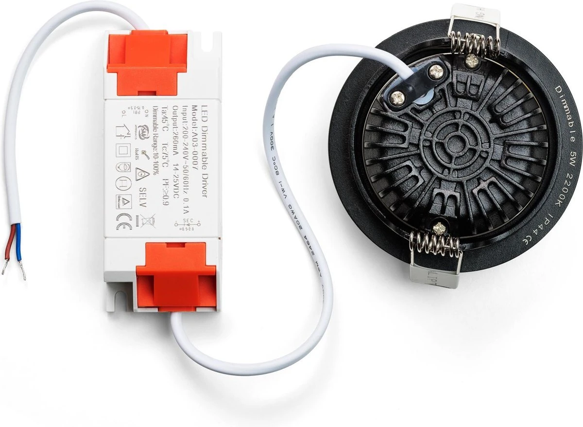 Ledisons LED Inbouwspots Zwart Met Driver - Dimbaar Kantelbaar IP54 3W 2700K Warm Wit Licht 240V 60 Stralingshoek >90 CRI Traploos Dimmen - Vivaro Zwart - Slechts 23MM Inbouwdiepte! 5 Jaar Garantie Energieverbruik: A++ - Afbeelding 14