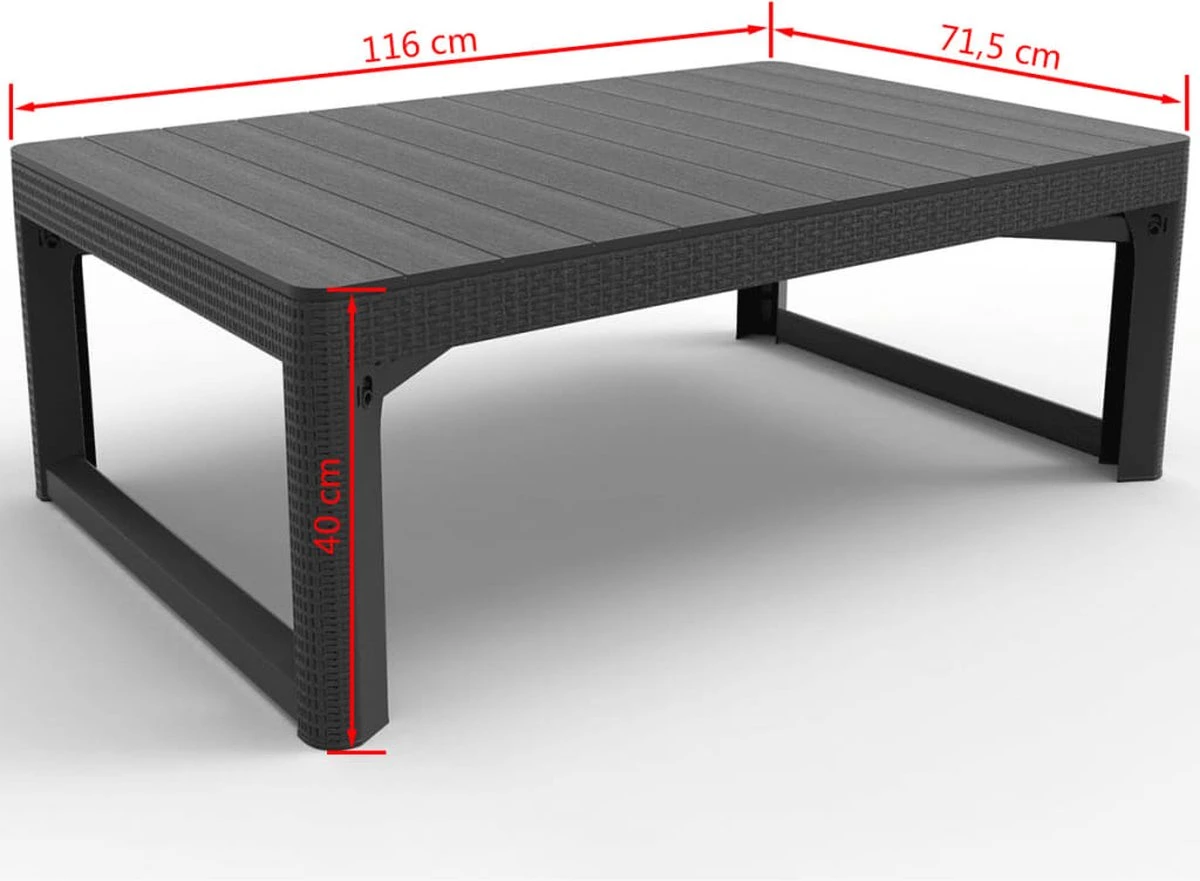 Allibert Lyon Tuintafel - 116x71,5x66/40 Cm - Grafiet - Afbeelding 11