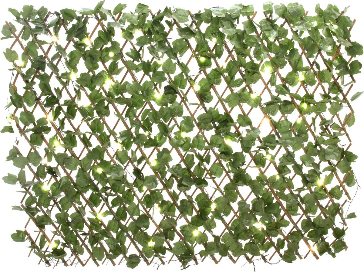 Kunsthaag Met LED Verlichting - Met Zonnepaneel - Solar - 90x180 - Kunsthaag - Tuin Omheining - Kunsthaag Voor Buiten - Kunst Klimop - Kunsthaag Tuinscherm - Kunsthaag Uitschuifbaar - Klimop - Kunstheg - Klimop Kunsthaag - Klimop Met Lichtjes - Afbeelding 2