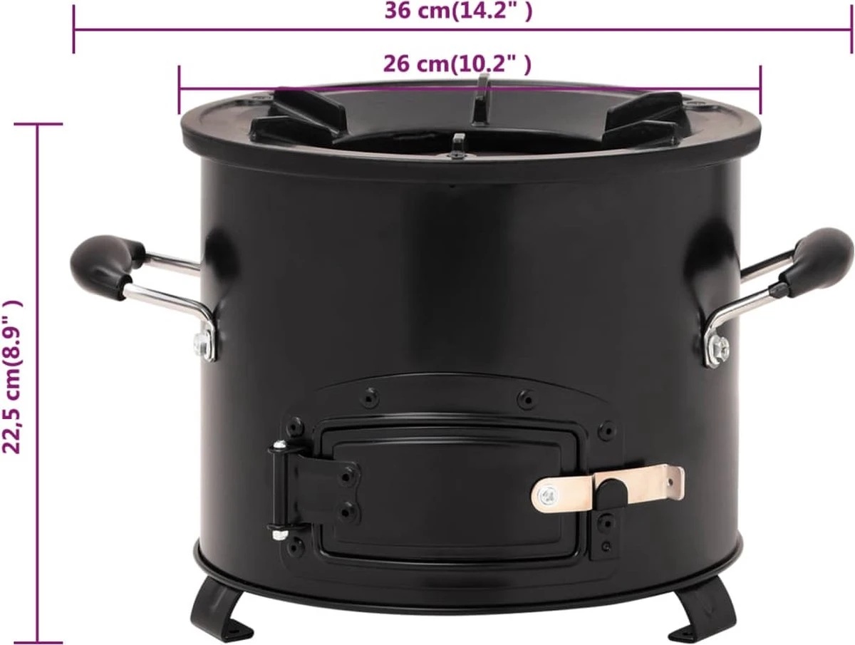 VidaXL Camping Houtkachel 36x26x22,5 Cm Metaal Zwart - Afbeelding 2