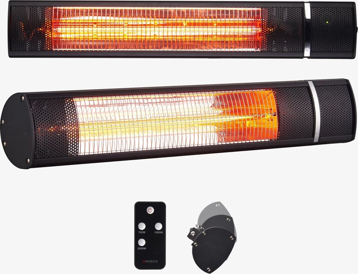 AREBOS Infrarood Heater - 2000W - 3 Warmteniveaus - Terrasverwarmer Elektrisch - Binnen En Buiten Gebruik - Zwart - Afbeelding 13