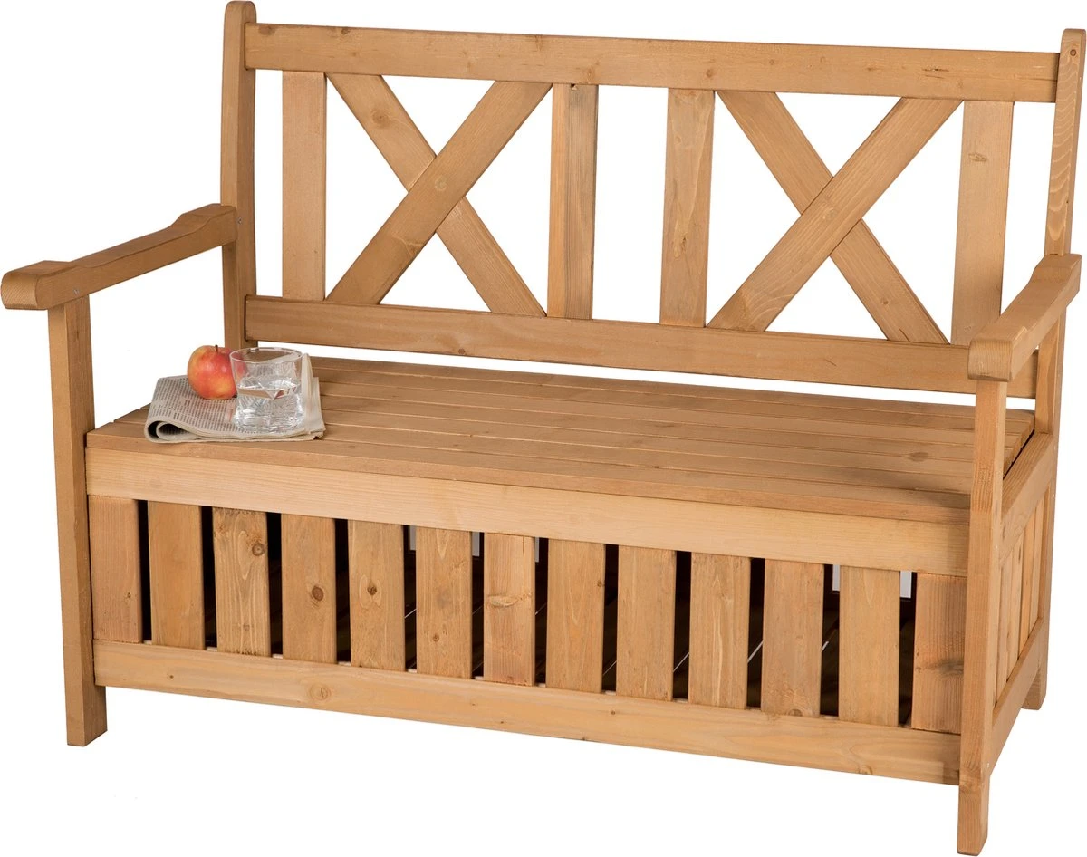 Needs&wants® Houten Tuinbank Met Opbergruimte, 2-zits Kistbank Houten Klassieke Bank Opslag, Grote Tuinopbergbank Van Massief Hout Weerbestendig Voor Buiten Tuin, Balkon, Terras, 115x61x85 Cm, Donker-bruin