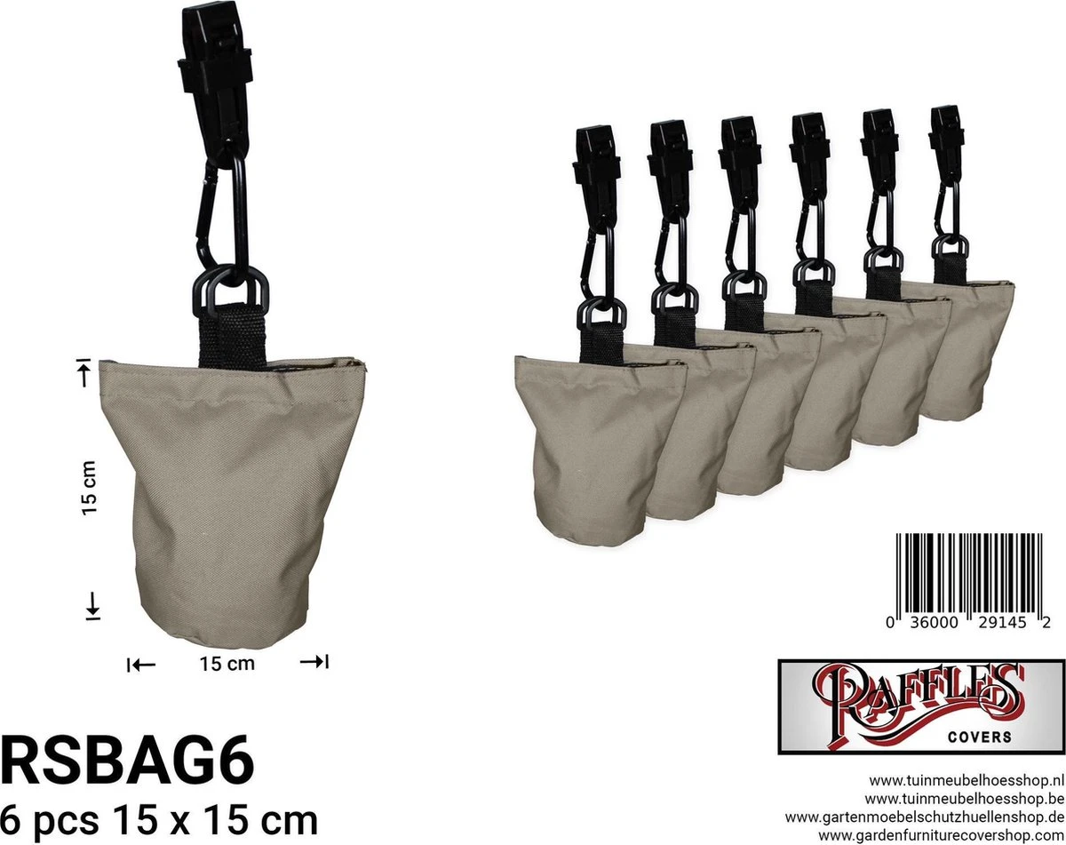 Merkloos 6 Zandzakjes Tegen Op- Of Wegwaaien Van Uw Hoes - Tuinkussenhoes - RSBAG6