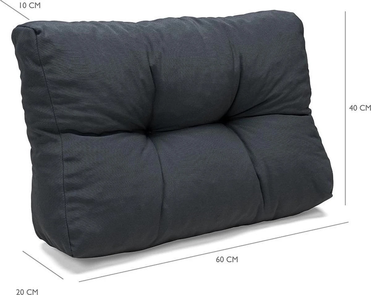 Palletkussen Basic Comfort Rugdeel Halve Pallet Lengte Grijs 60x40x10/20cm - Afbeelding 3