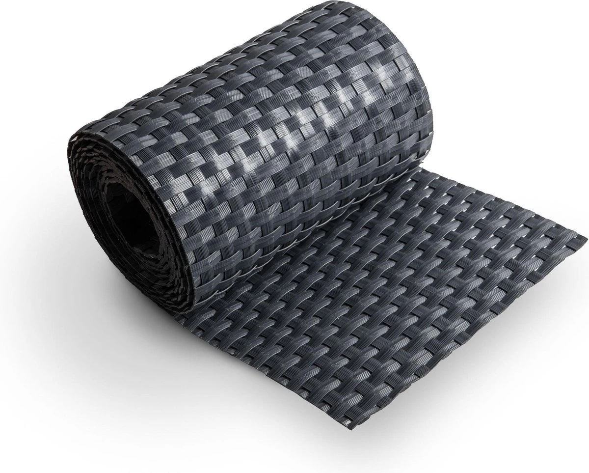 1 Rol Vlechtband/ Privacyband Antraciet Rotan Look 255x190mm - Afbeelding 2