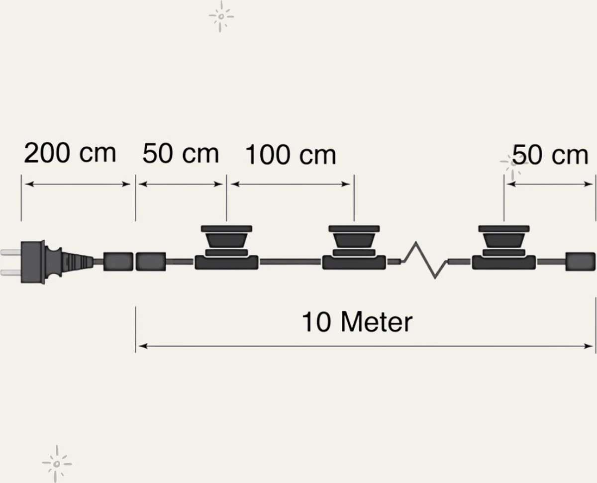 A Sunny Day Lichtsnoer Buiten - 10 Meter Inclusief 10 LED Lampen - 10 Meter Lichtsnoer Voor Buiten + 2 Meter Aansluitsnoer - Prikkabel - Priklicht - Lichtsnoer - 10 LED Lampen - E27 Fitting - Verlengbaar - Lichtsnoer Binnen - Afbeelding 9