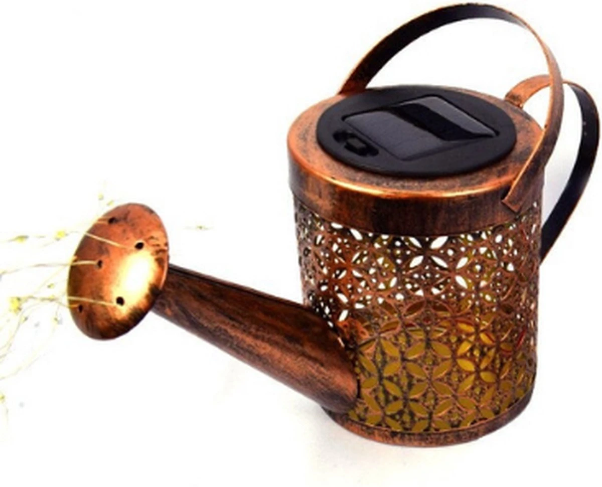 Exalight Gieter Lamp - IJzeren Solar Lantaarn - Tuin Decoratie - LED Licht - Lantaarn - Zonne Energie - Met Ronde Standaard - Afbeelding 2