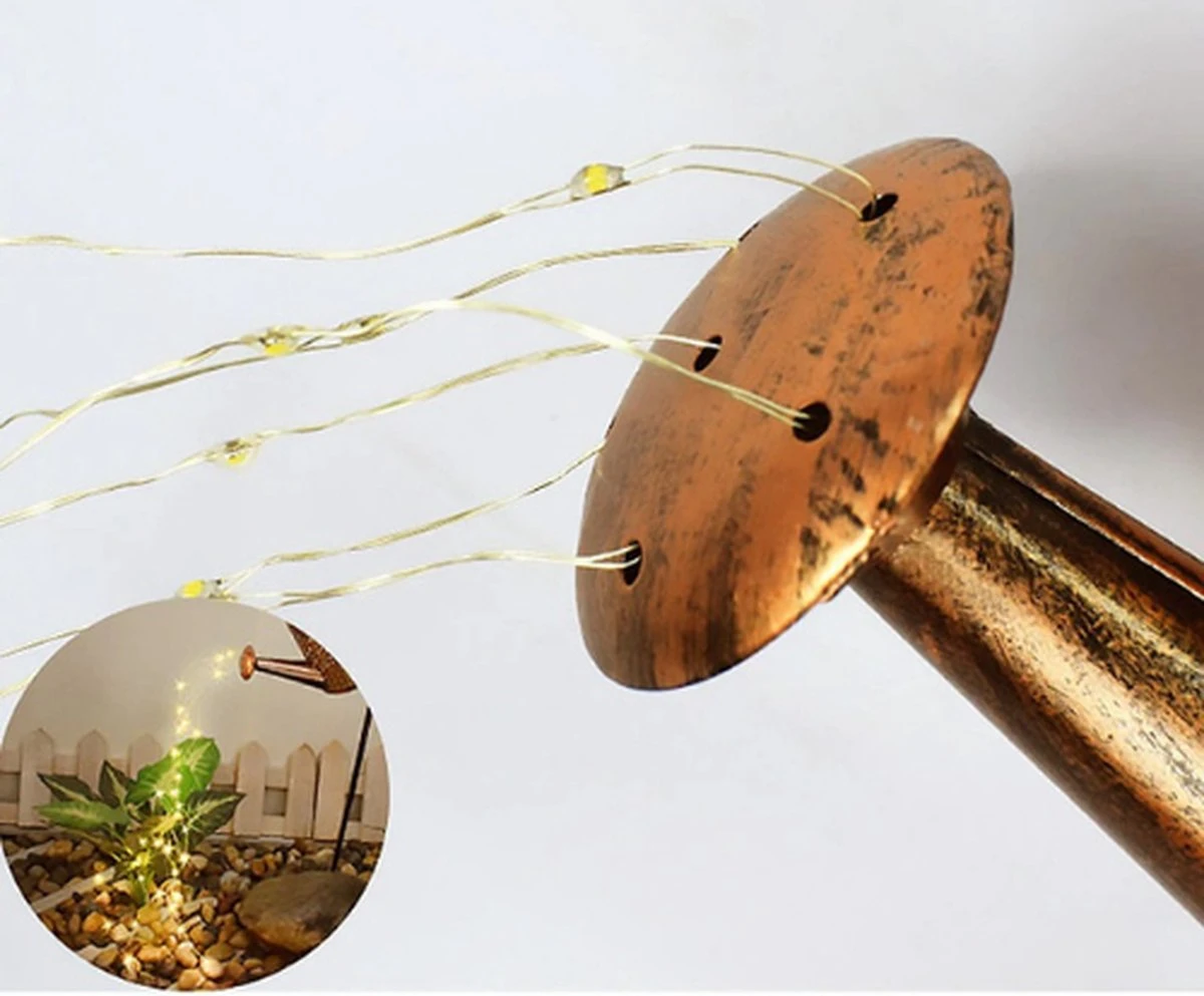 Exalight Gieter Lamp - IJzeren Solar Lantaarn - Tuin Decoratie - LED Licht - Lantaarn - Zonne Energie - Met Ronde Standaard - Afbeelding 8