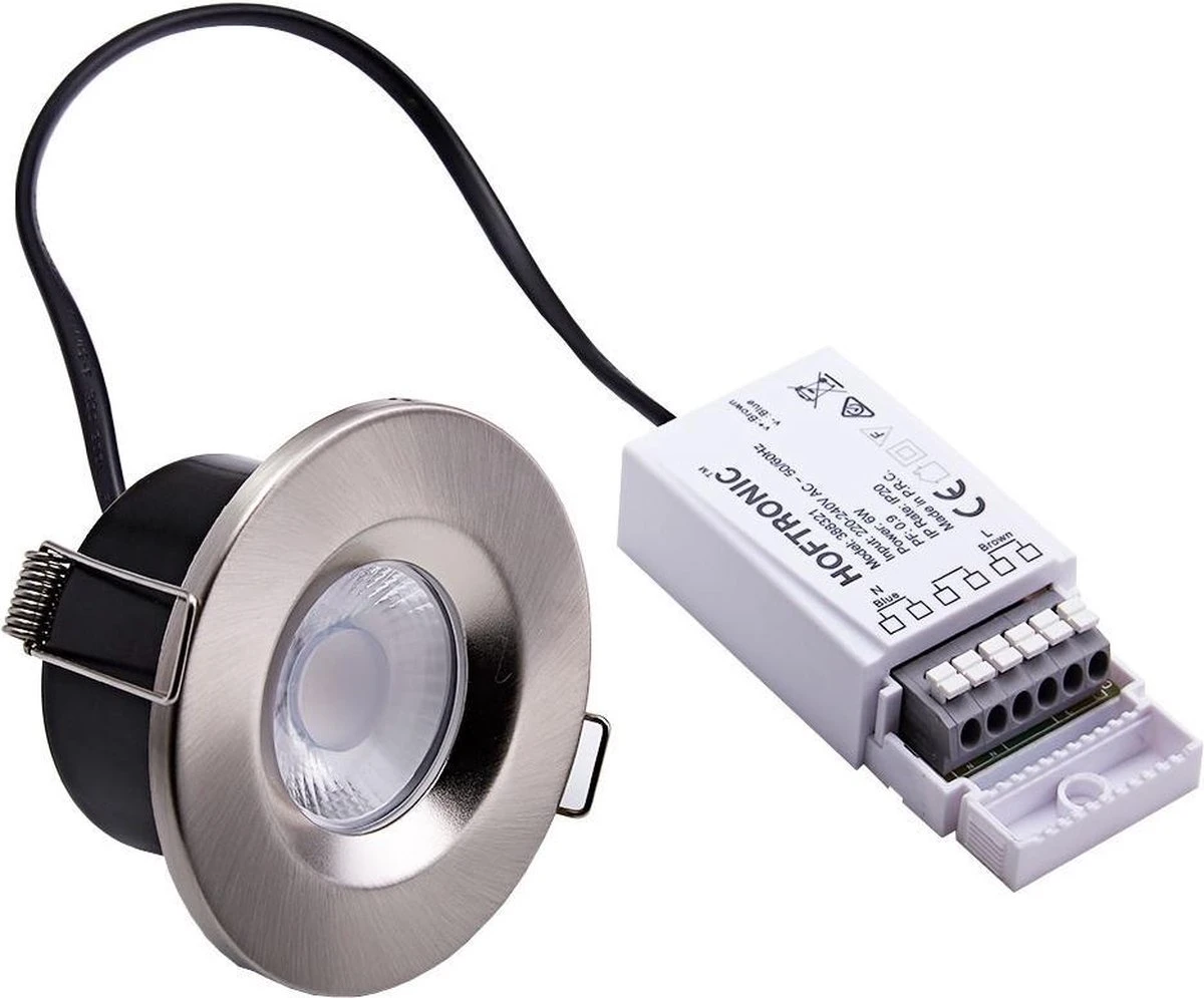 HOFTRONIC Venezia - Set Van 6 LED Inbouwspots RVS - IP65 Waterdicht - Dimbaar - 6 Watt 600 Lumen - Met Lichtbron - 2700K Warm Wit Licht - Zaagmaat 65mm - Inbouwdiepte 45mm - Geschikt Voor Badkamer, Woonkamer, Veranda En Carport - 3 Jaar Garantie - Afbeelding 5