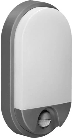 NEFRYT LED Buiten Wandlamp Met Bewegingssensor - Betonkleur Grijs / Concrete Grey - IP54 - IK08 Slagvast Polycarbonaat - 4000K - 1100lm - 15W/230V