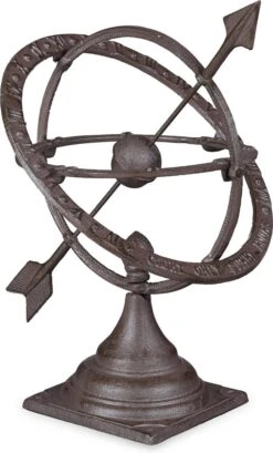 Relaxdays Zonnewijzer Tuin - Gietijzer - Tuindecoratie - Weerbestendig - Zonneklok Antiek