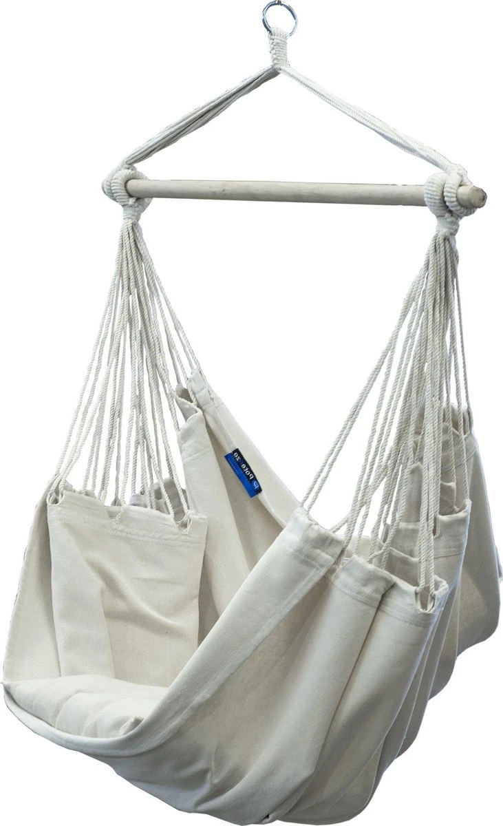 Potenza® Hangstoel – RUIM & COMFORTABEL - Binnen Of Buiten - 130x160 Cm - Belastbaar Tot 150 Kg - Incl. Bevestigingset Buiten – Creme