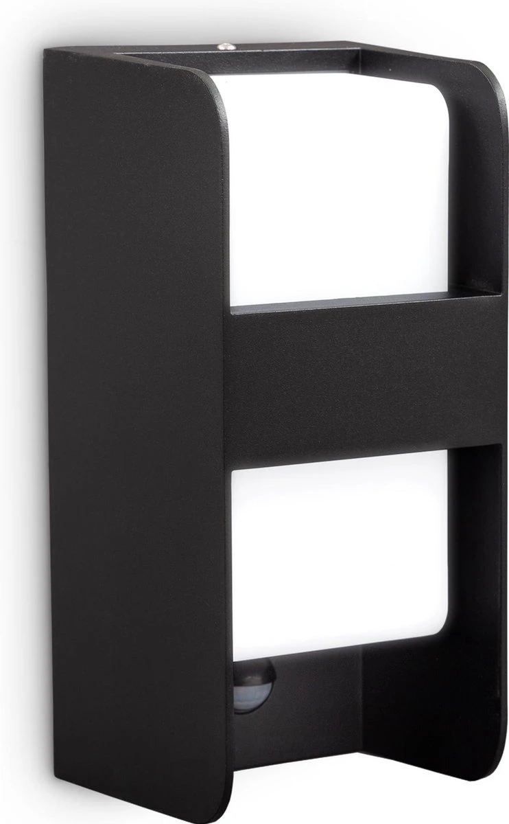 B.K.Licht - Buiten Wandlamp - Met Bewegingssensor - Middenbalk - Voor Buiten - Netstroom - Metalen - Rechthoekige - Zwarte Wandlampen - Met 1 Lichtpunt - IP44 - Buitenverlichting - Buitenlamp - E27 Fitting - 25.5x12x10 Cm - Excl. Lichtbron