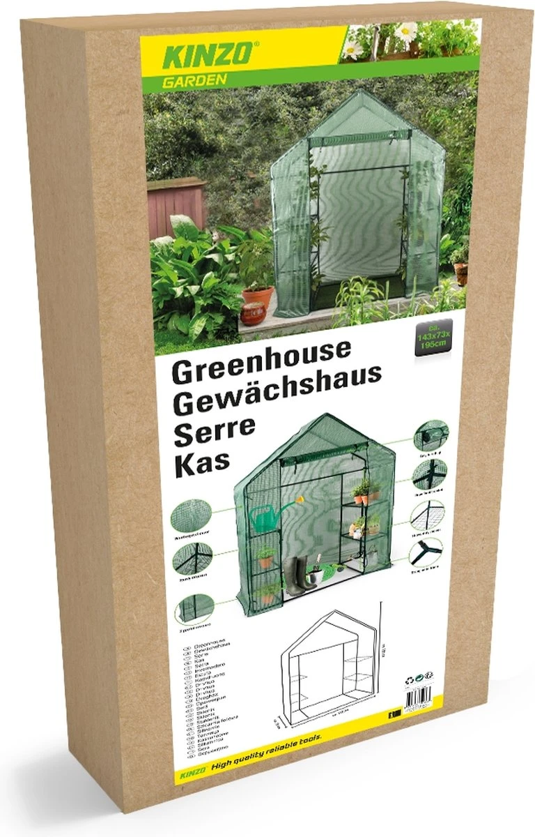 Kinzo Garden - Plastic Broeikas - Serre Van Meerdere Verdiepingen - 143 X 73 X 195 - Groen - Afbeelding 6