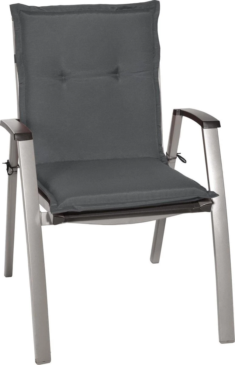 Beautissu Set Van 6x Tuinkussens Lage Rug Loft NL 100 X 50 X 6 Cm - Kussen Antraciet - Zitkussen Sierkussen Tuinstoel - Afbeelding 8