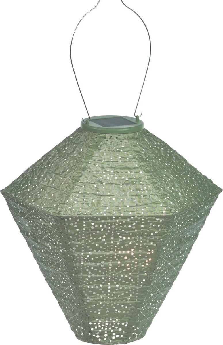 Lumiz Solar Buitenlampion Sashiko Diamond - Solar Tuinverlichting - 28 Cm - Licht Groen