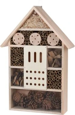 Merkloos Groot Vlinderhuis/bijenhuis/wespenhotel Voor Insecten 51 Cm - Tuindecoratie - Diervriendelijk - Hotel/huis Voor Insecten - Lieveheersbeestjehuis