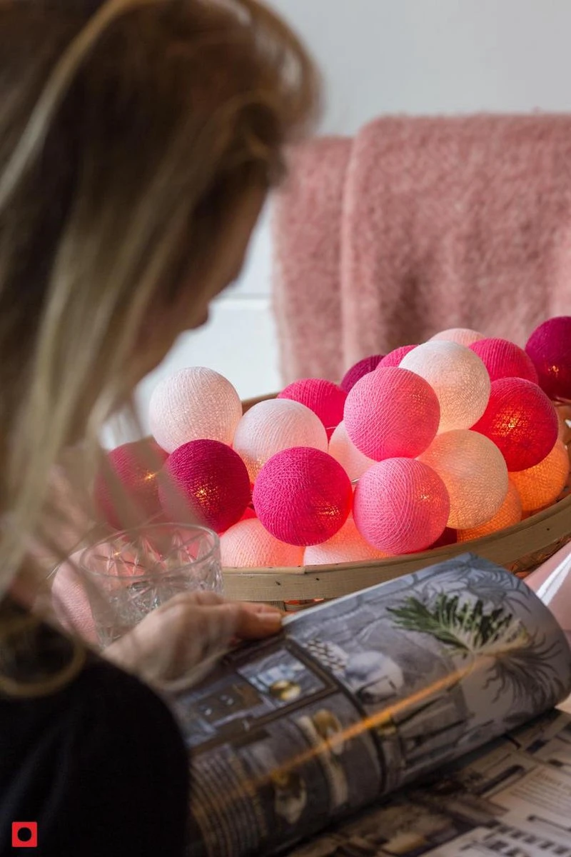 Cotton Ball Lights Lichtslinger Pink 20 Lampjes Lus - Afbeelding 7