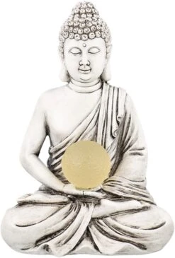 Boeddha Met Verlichting - 6 X 11,5 X 23,5 Cm - Tuindecoratie - Buddha
