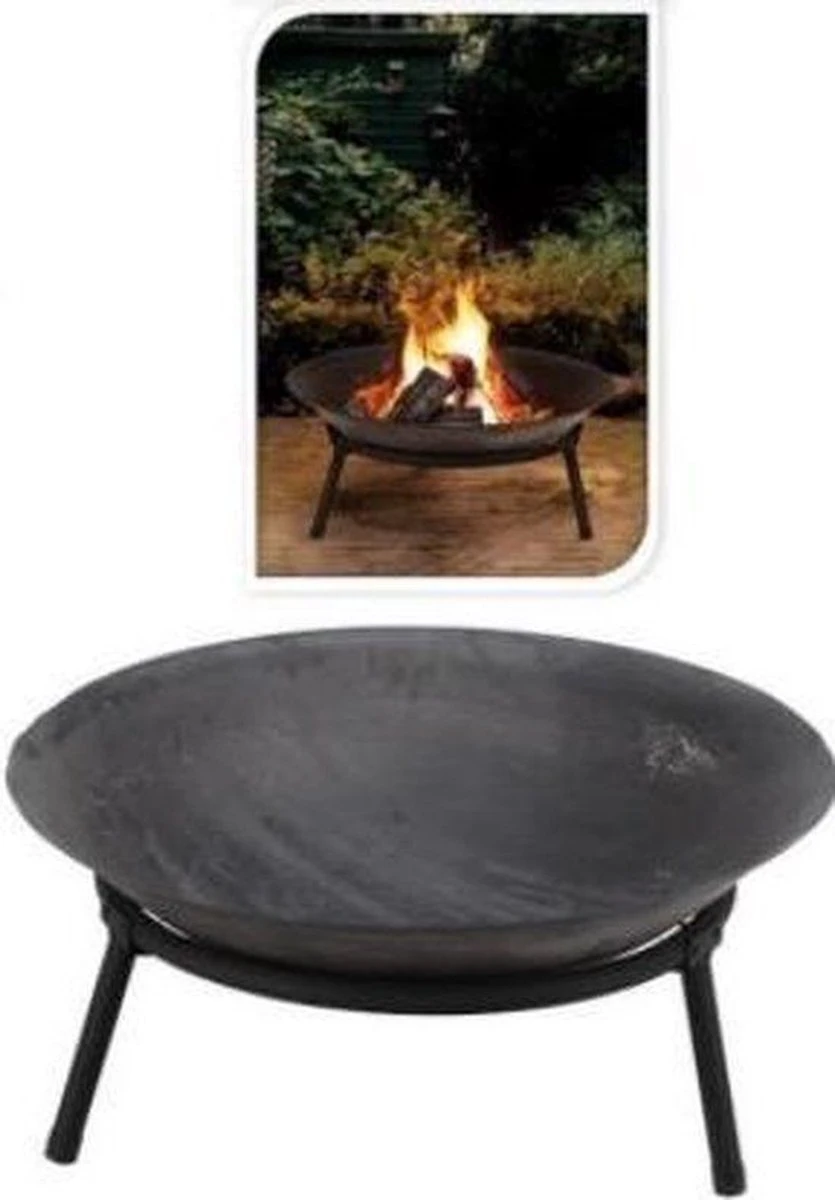 Vuurschaal Gietijzer Ø 50 Cm Op Standaard - Zwart